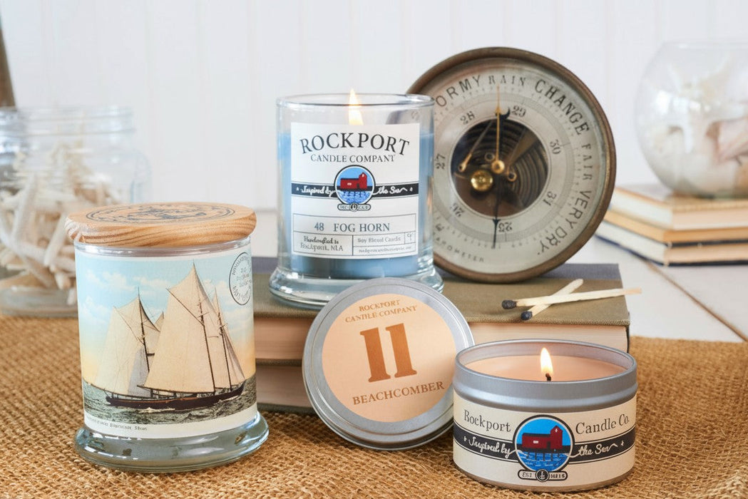 Fisherman's Race candle from The Vintage Postcard Collection with Fog Horn and Beachcomber candles